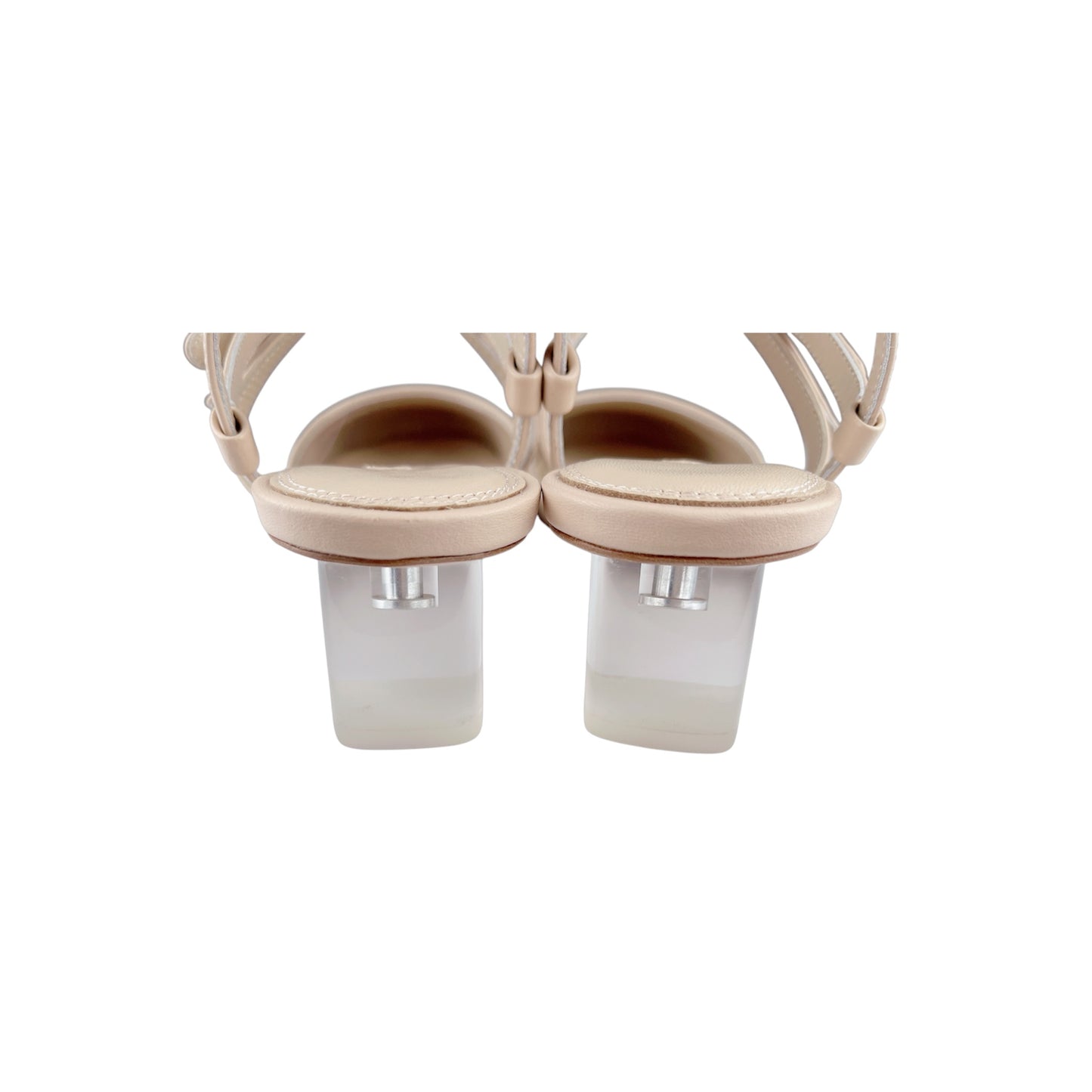 Crystal Perspex heels, beige shoes, sandals
