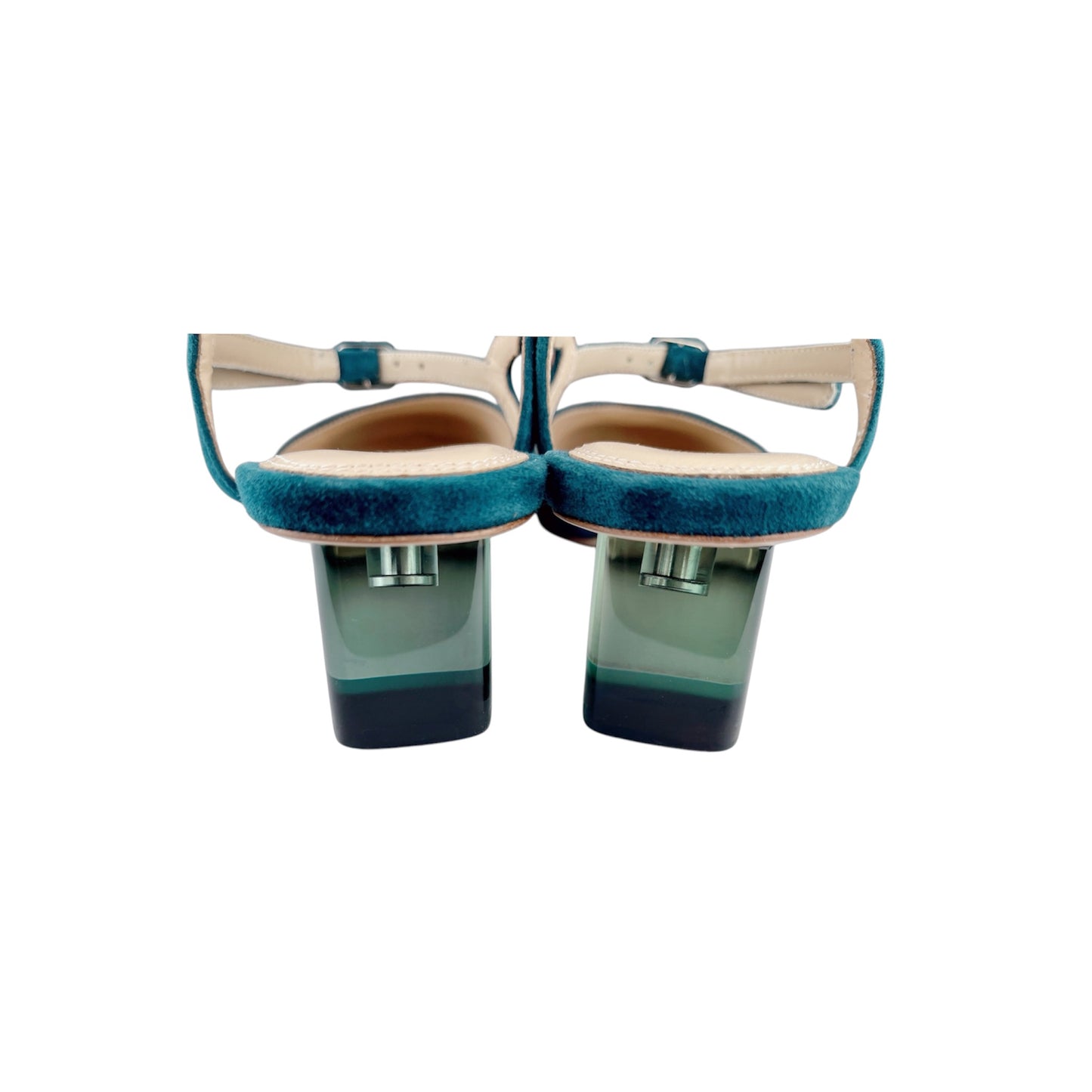Green Perspex Crystal Heels