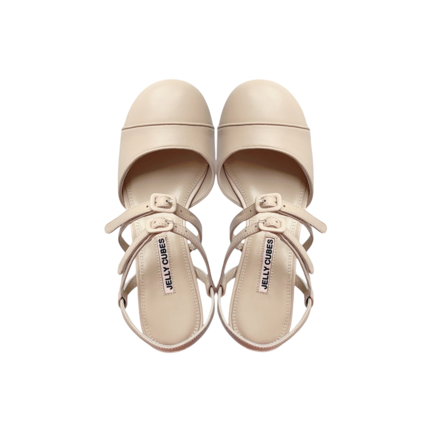 Beige leather shoes, timeless, pump sandals, Leather buckles, Perspex crystal heels, vintage inspired