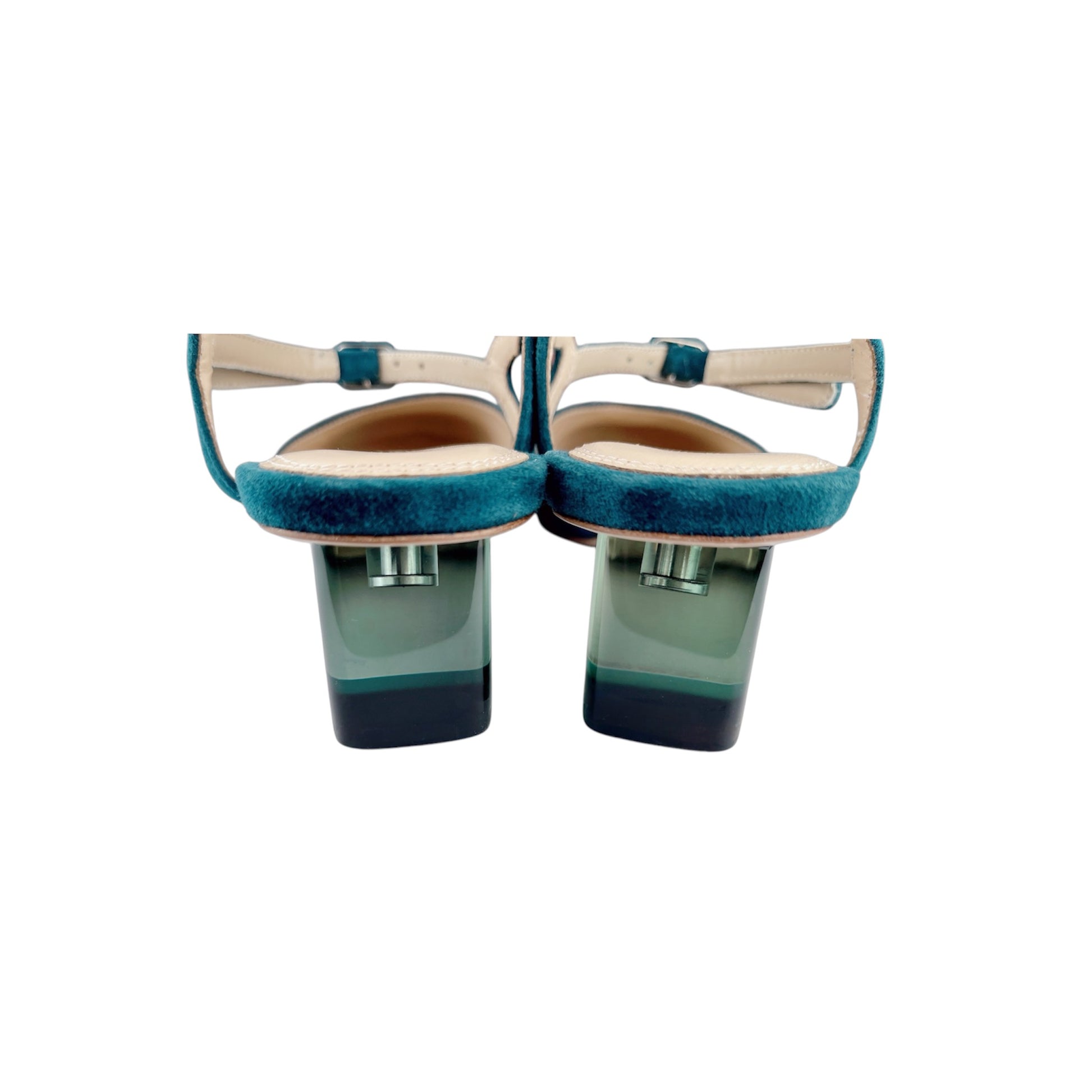 Green Perspex Crystal Heels