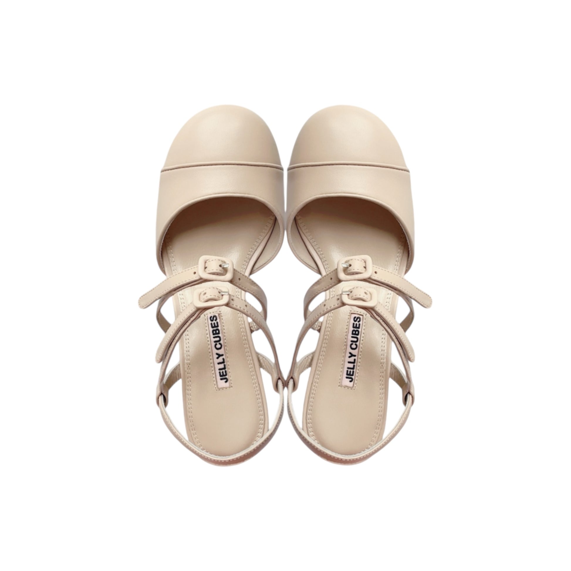 Beige leather shoes, timeless, pump sandals, Leather buckles, Perspex crystal heels, vintage inspired